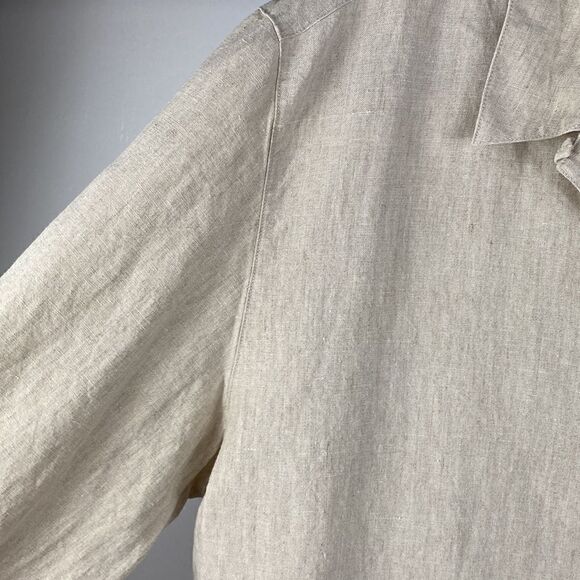 Spencer Tyler Beige Linen Long Sleeve Button Down Shirt size XL - Picture 2 of 8